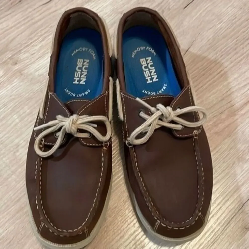 Nunn Bush Brown Top Sider Casual Memory Foam Classic Slip On Size 9.5